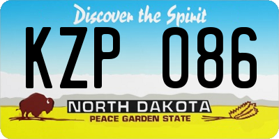 ND license plate KZP086
