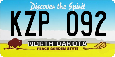ND license plate KZP092
