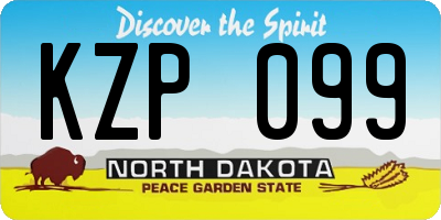 ND license plate KZP099