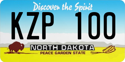 ND license plate KZP100