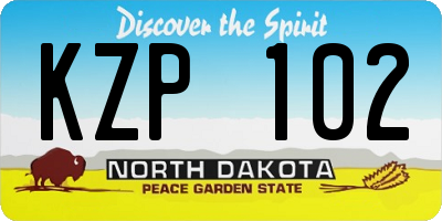 ND license plate KZP102