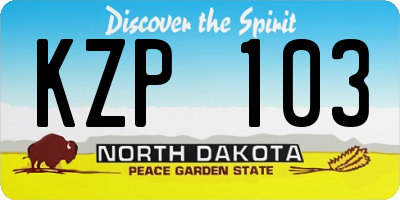 ND license plate KZP103