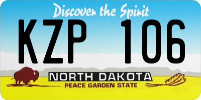 ND license plate KZP106