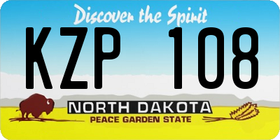 ND license plate KZP108