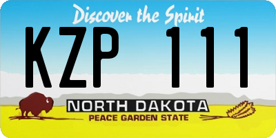 ND license plate KZP111