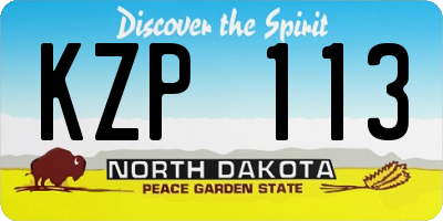 ND license plate KZP113