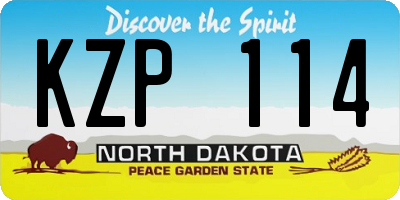 ND license plate KZP114