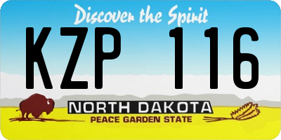 ND license plate KZP116