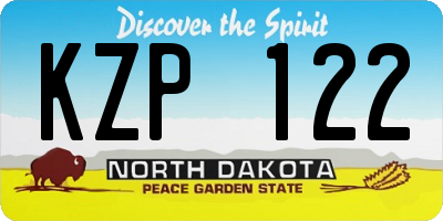 ND license plate KZP122