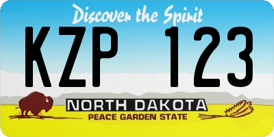 ND license plate KZP123