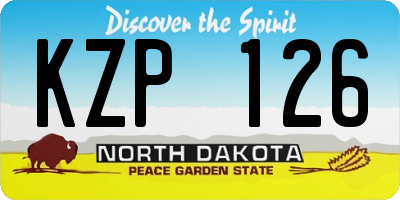 ND license plate KZP126