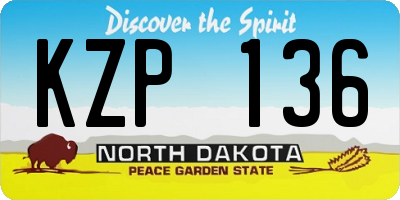 ND license plate KZP136