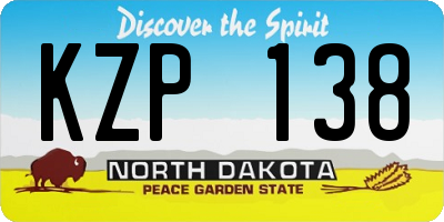 ND license plate KZP138