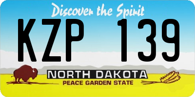 ND license plate KZP139