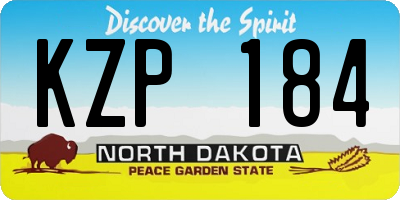 ND license plate KZP184