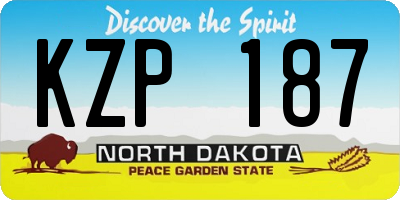 ND license plate KZP187