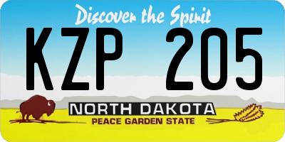 ND license plate KZP205
