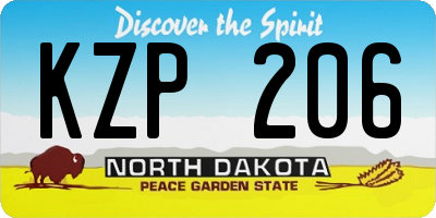 ND license plate KZP206