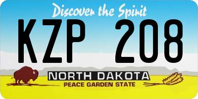 ND license plate KZP208