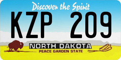 ND license plate KZP209