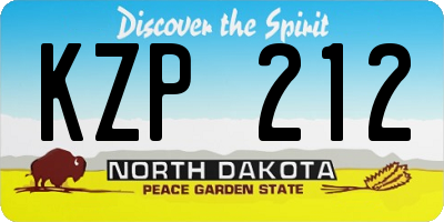 ND license plate KZP212