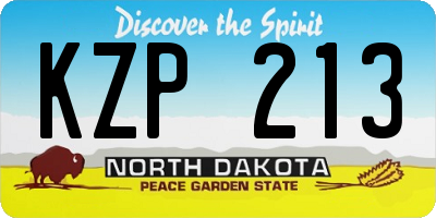 ND license plate KZP213