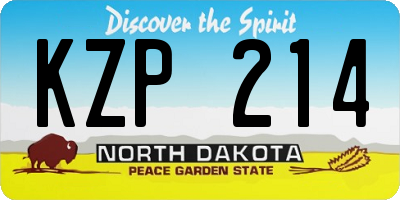 ND license plate KZP214