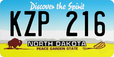 ND license plate KZP216
