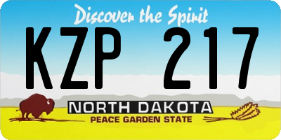 ND license plate KZP217