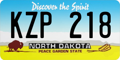 ND license plate KZP218