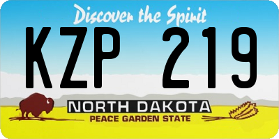 ND license plate KZP219