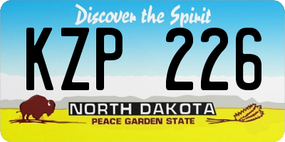 ND license plate KZP226