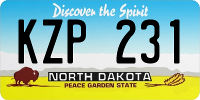 ND license plate KZP231