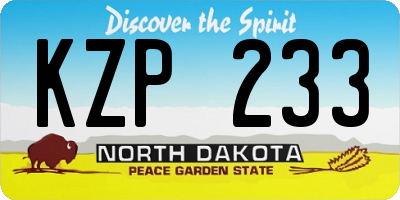 ND license plate KZP233