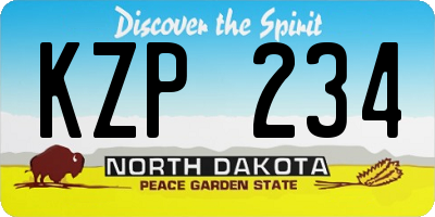 ND license plate KZP234