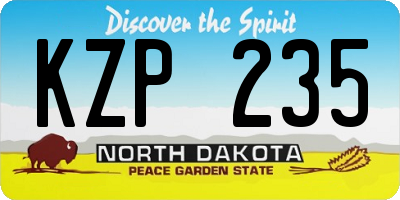 ND license plate KZP235