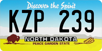 ND license plate KZP239
