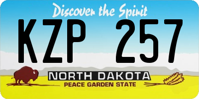 ND license plate KZP257