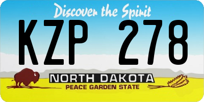 ND license plate KZP278