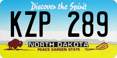 ND license plate KZP289