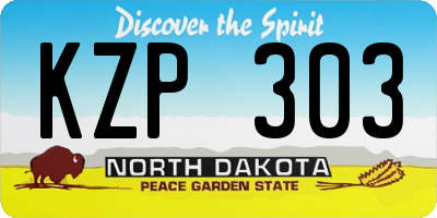 ND license plate KZP303