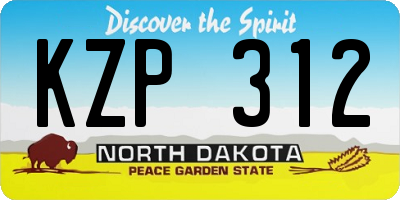 ND license plate KZP312