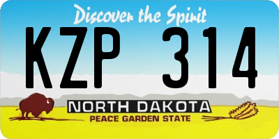 ND license plate KZP314