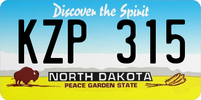 ND license plate KZP315