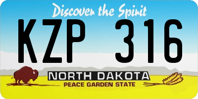 ND license plate KZP316