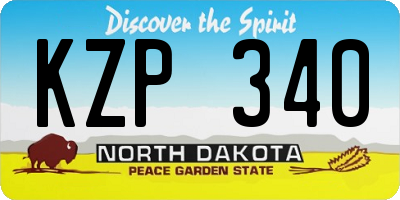 ND license plate KZP340