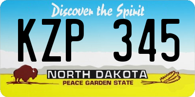 ND license plate KZP345