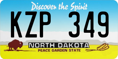 ND license plate KZP349