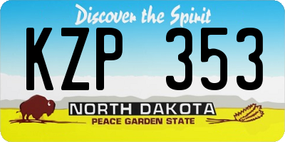 ND license plate KZP353