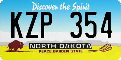 ND license plate KZP354